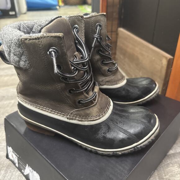 Sorel Women's Slimpack Lace II Winter Boot Quarry Black Sz 8 - Picture 3 of 6